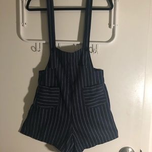 Navy Blue Striped Overall